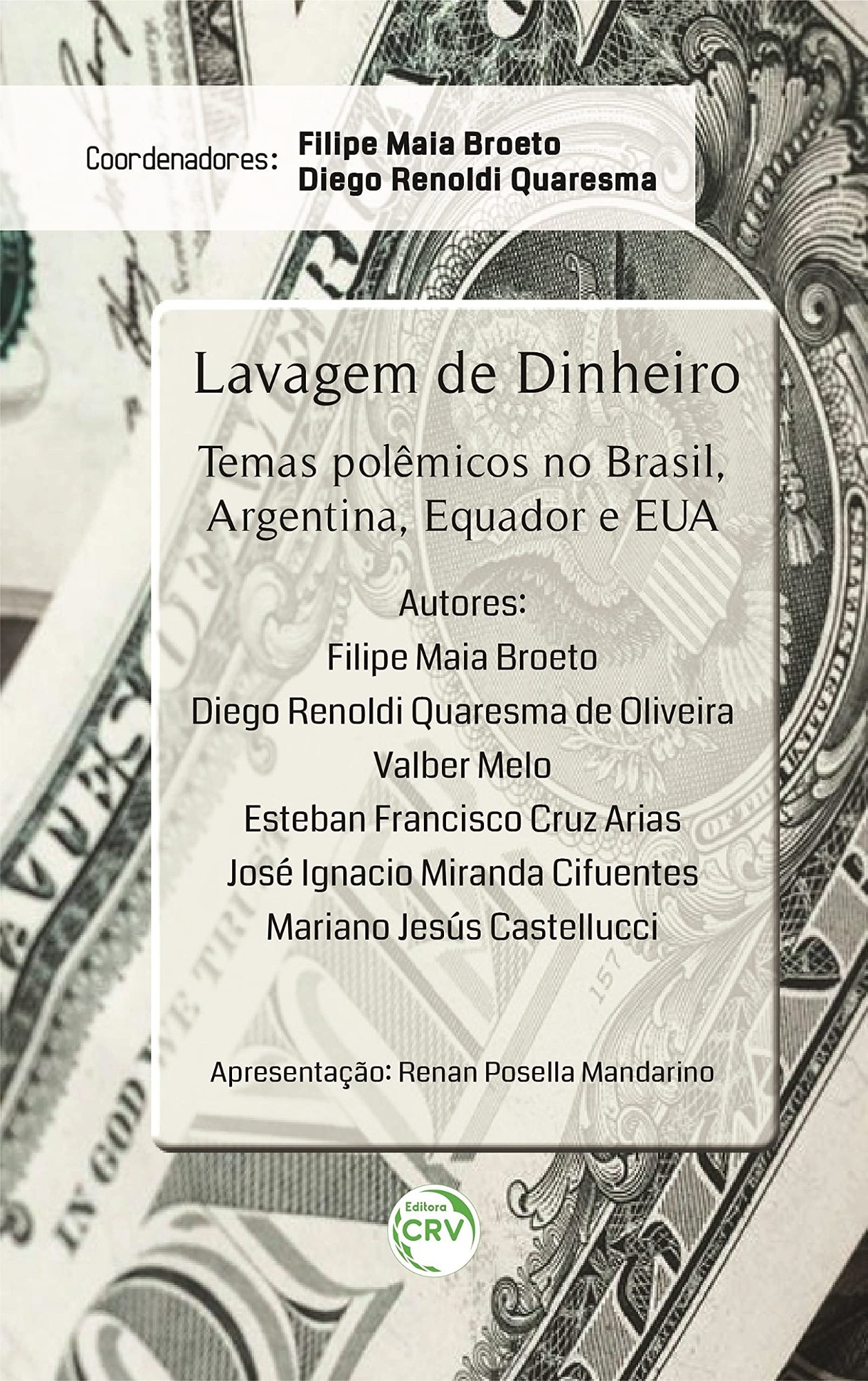 Capa do livro Lavagem de dinheiro: temas polêmicos no Brasil, Argentina, Equador e EUA (Editora CRV)